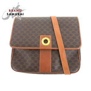 Celine Macadam Circle Logo Brown Leather Shoulder Bag